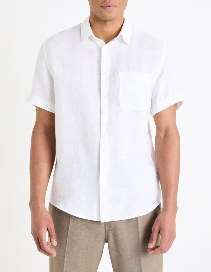 Celio Chemisette Regular 100% Lin - Blanc