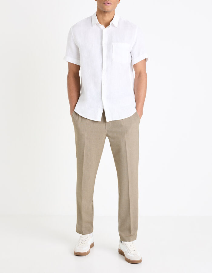 Celio Chemisette Regular 100% Lin - Blanc