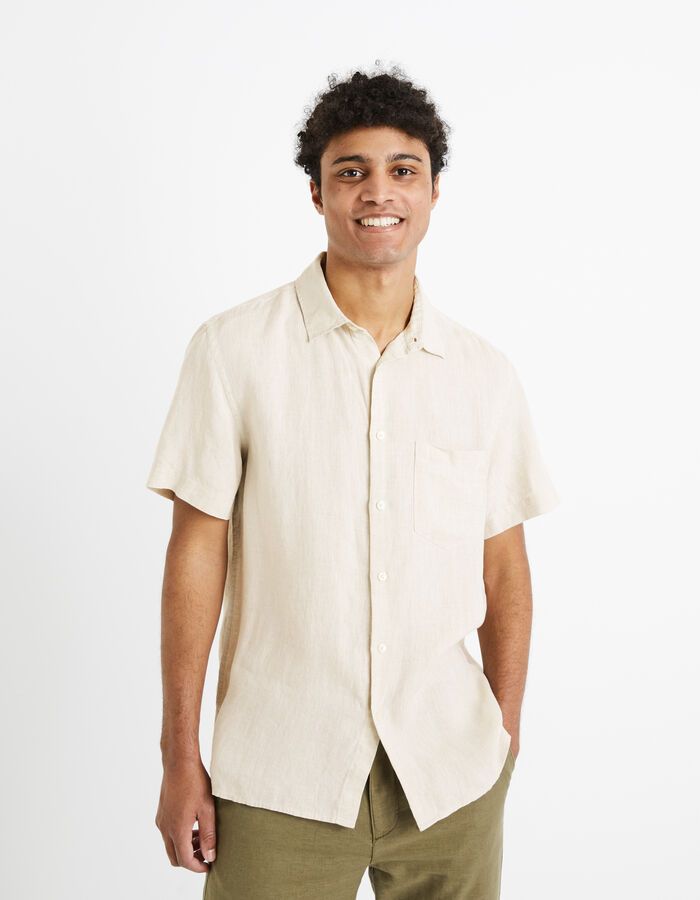 Celio Chemisette Regular 100% Lin - Naturel