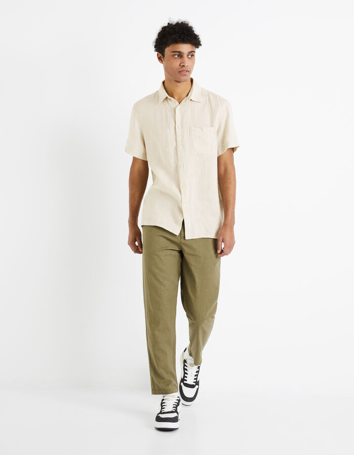 Celio Chemisette Regular 100% Lin - Naturel