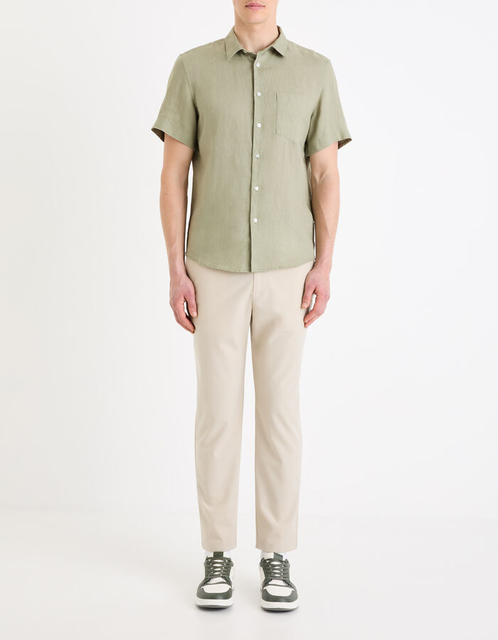 Celio Chemisette Regular 100% Lin - Vert Sauge