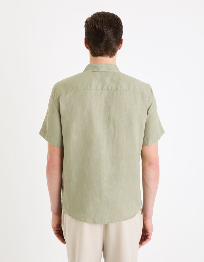 Celio Chemisette Regular 100% Lin - Vert Sauge