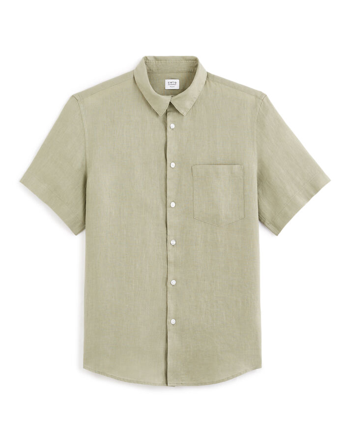 celio Chemisette regular 100% lin - vert sauge
