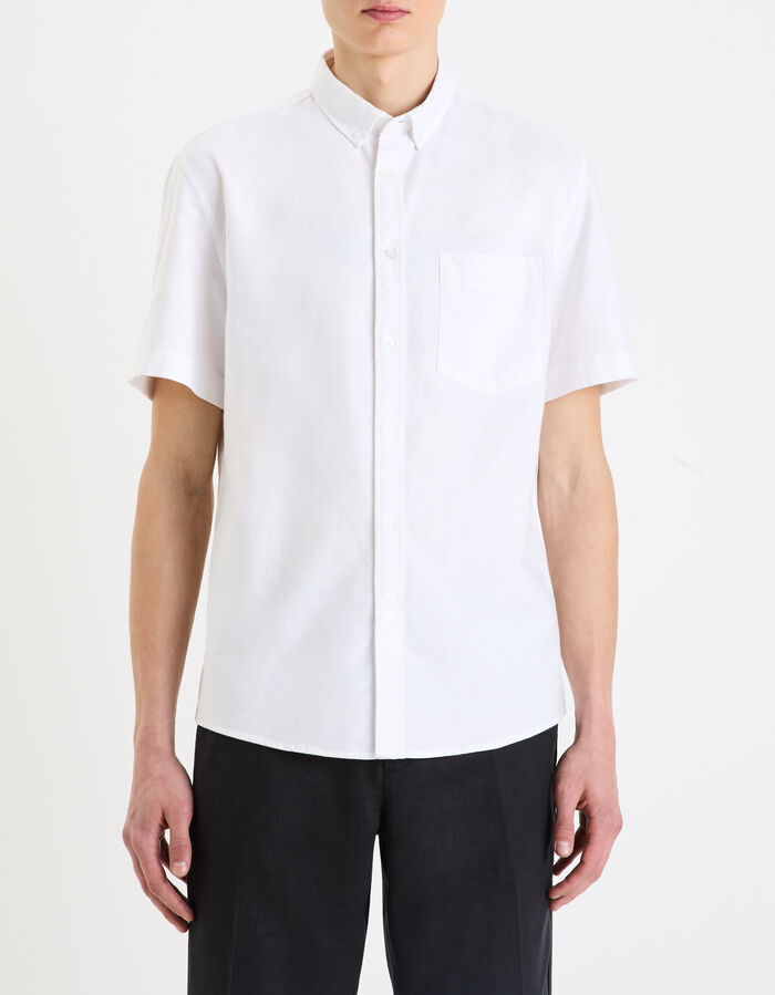 Celio Chemisette Regular En Coton Oxford - Blanc