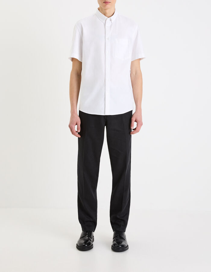 Celio Chemisette Regular En Coton Oxford - Blanc