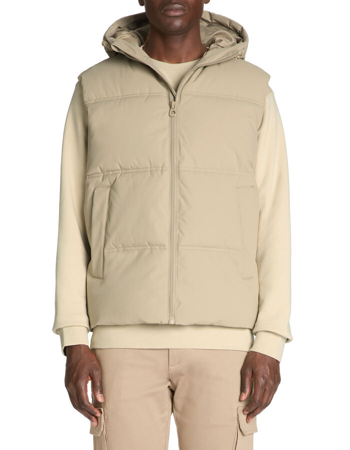 Celio Doudoune Chaude à Capuche Sans Manches - Beige