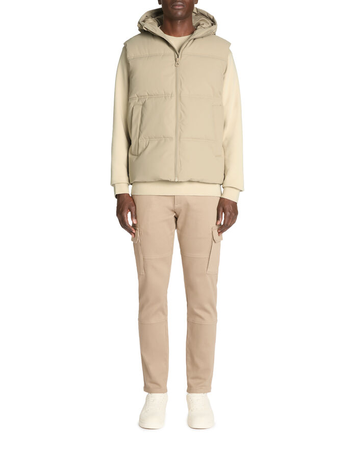 Celio Doudoune Chaude à Capuche Sans Manches - Beige