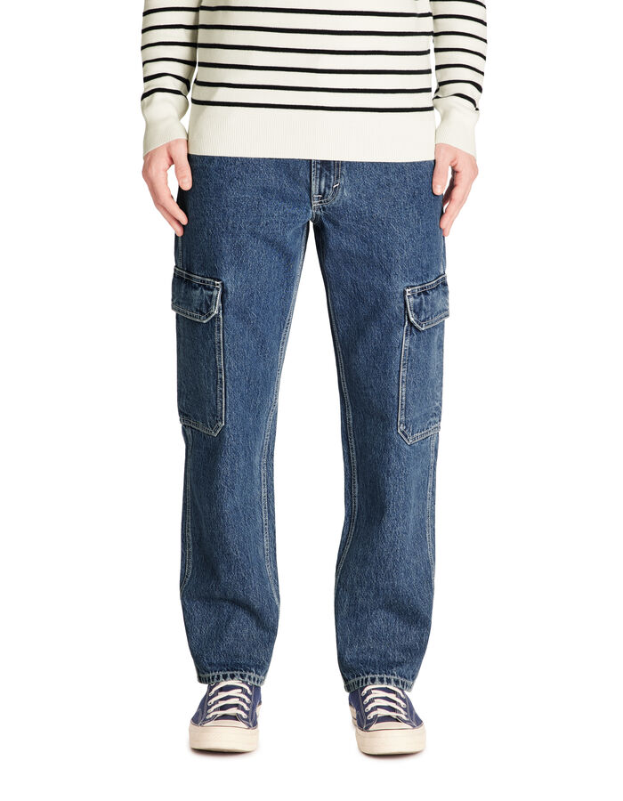 Celio Jean Loose Cargo 100% Coton - Bleu