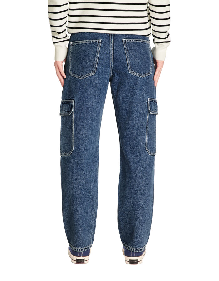 Celio Jean Loose Cargo 100% Coton - Bleu