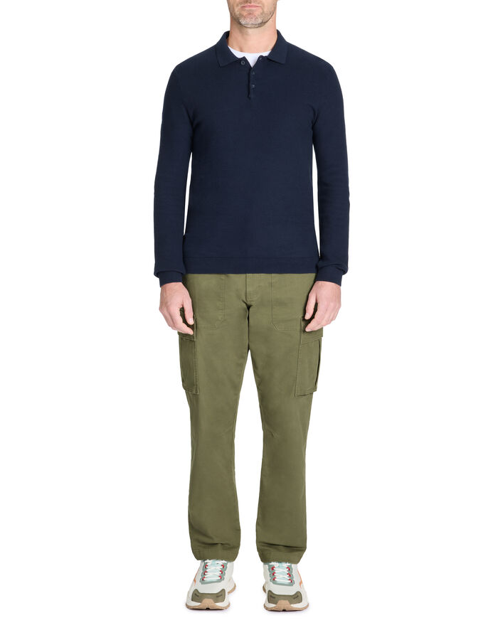Celio Pantalon Cargo Bas Droit Coton Stretch - Olive