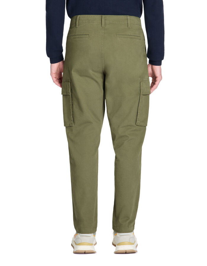 Celio Pantalon Cargo Bas Droit Coton Stretch - Olive