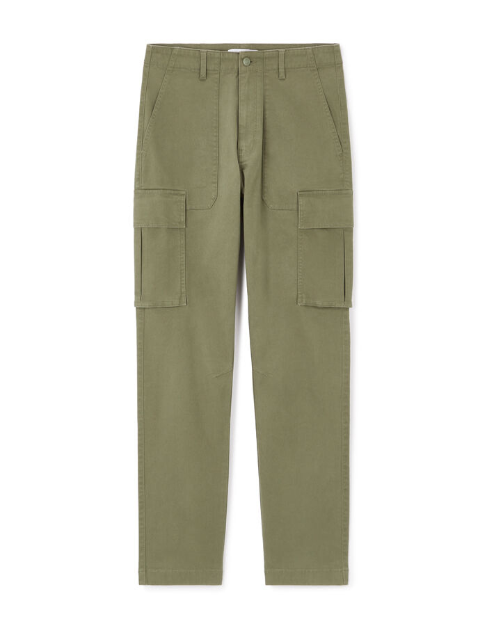 celio Pantalon cargo bas droit coton stretch - olive