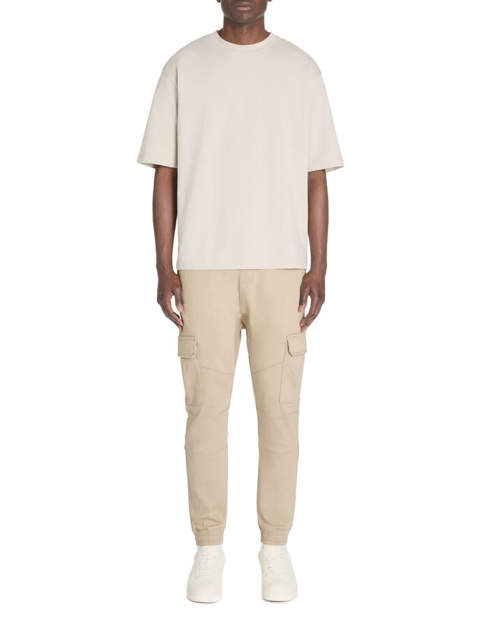 Celio Pantalon Cargo Slim En Coton Stretch - Beige