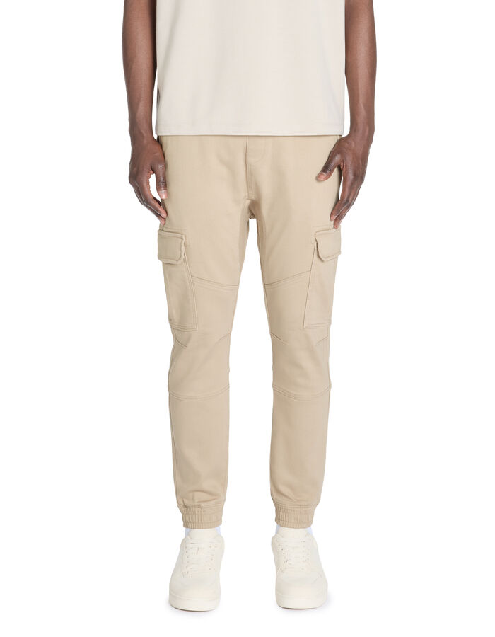 Celio Pantalon Cargo Slim En Coton Stretch - Beige