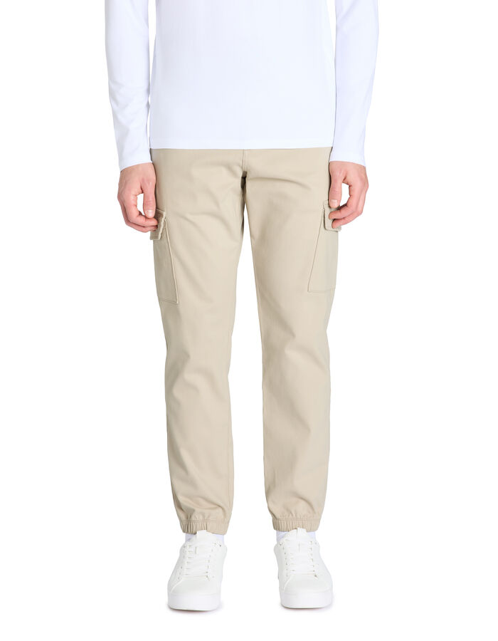 Celio Pantalon Cargo Slim En Coton Stretch - Beige