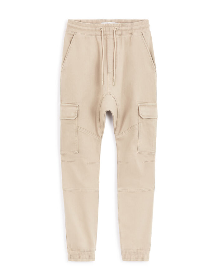 celio Pantalon cargo slim en coton stretch - beige
