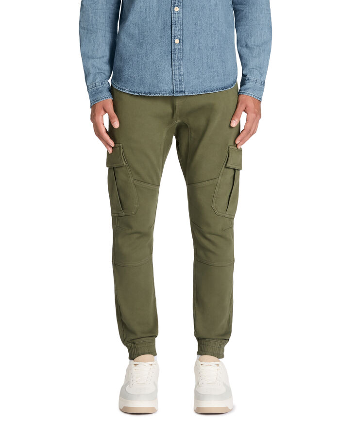 Celio Pantalon Cargo Slim En Coton Stretch - Kaki