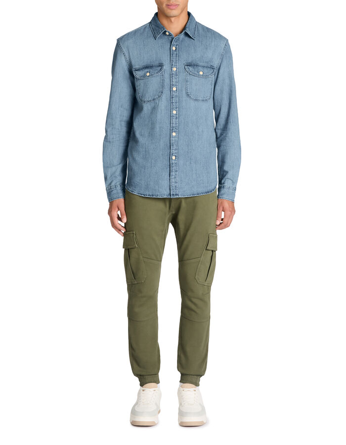 Celio Pantalon Cargo Slim En Coton Stretch - Kaki