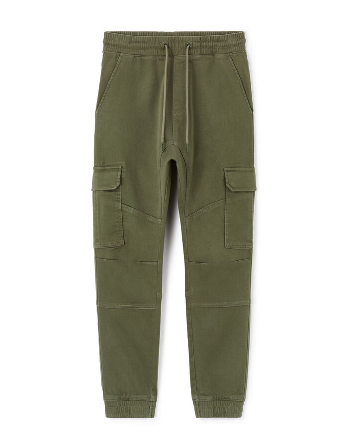 celio Pantalon cargo slim en coton stretch - kaki