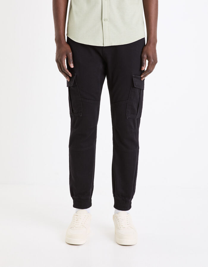 Celio Pantalon Cargo Slim En Coton Stretch - Noir