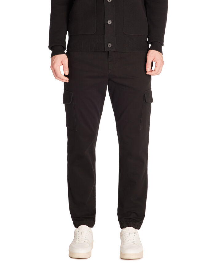 Celio Pantalon Cargo Slim En Coton Stretch - Noir