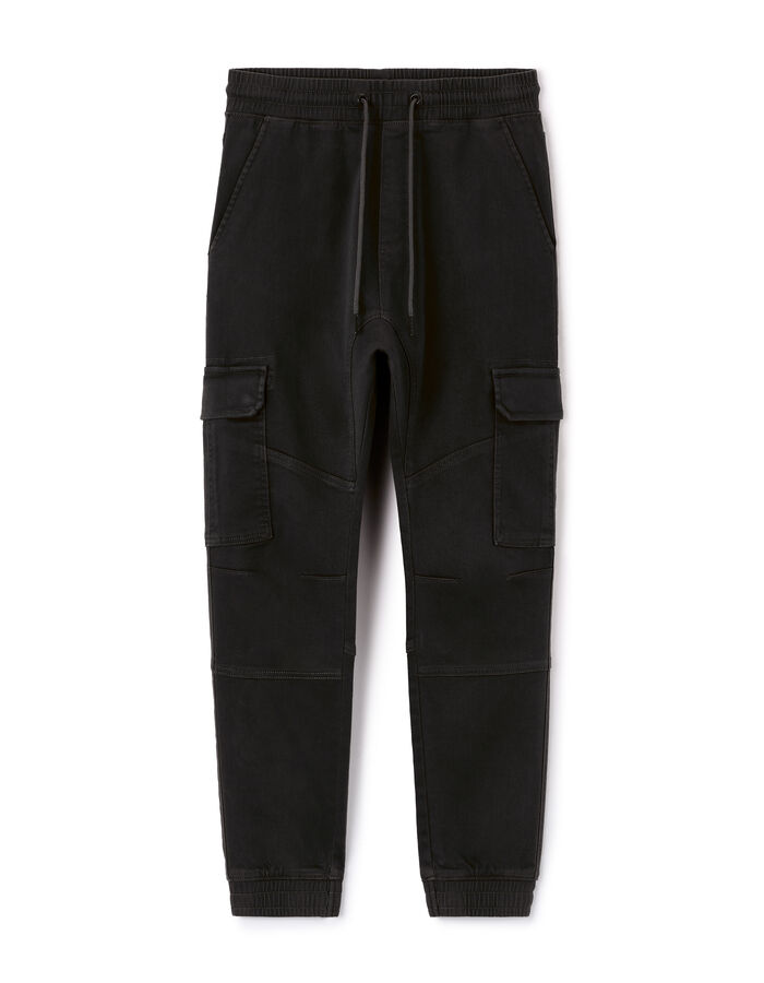 celio Pantalon cargo slim en coton stretch - noir