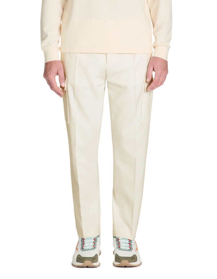 Celio Pantalon Cargo Straight Coton Stretch - Blanc