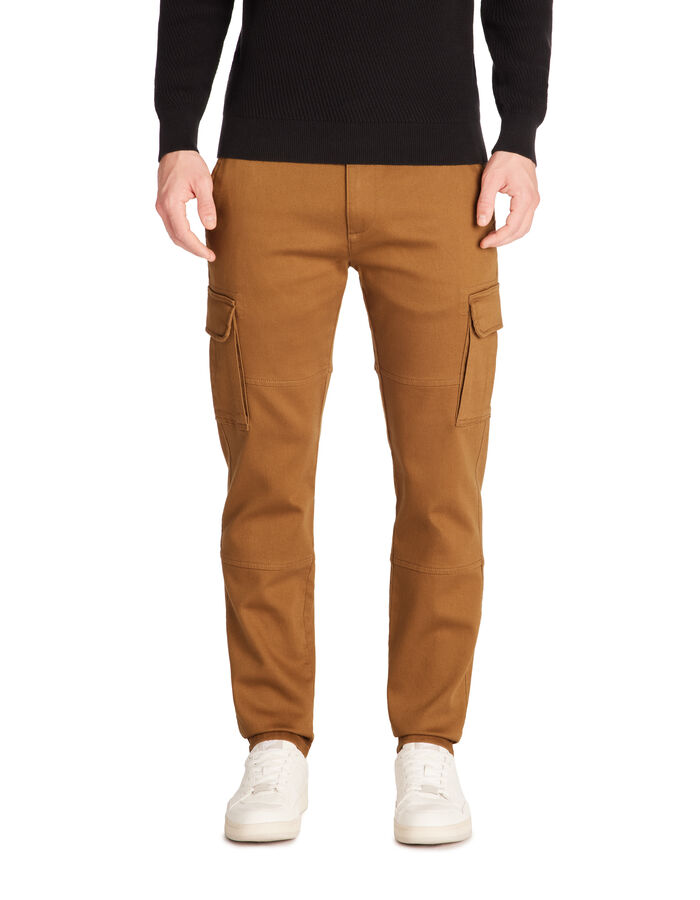Celio Pantalon Cargo Straight Coton Stretch - Marron