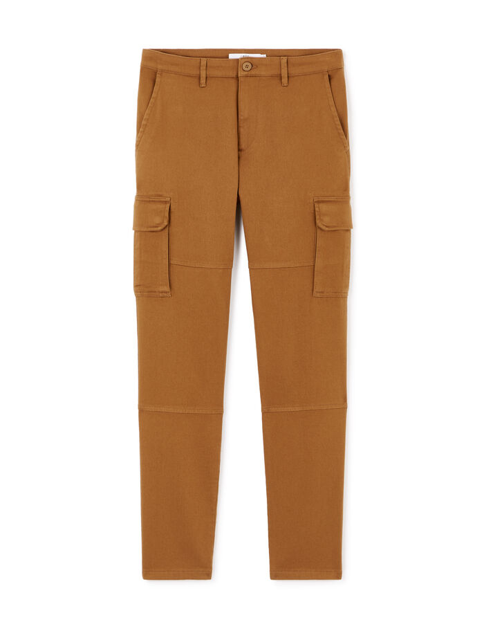 celio Pantalon cargo straight coton stretch - marron