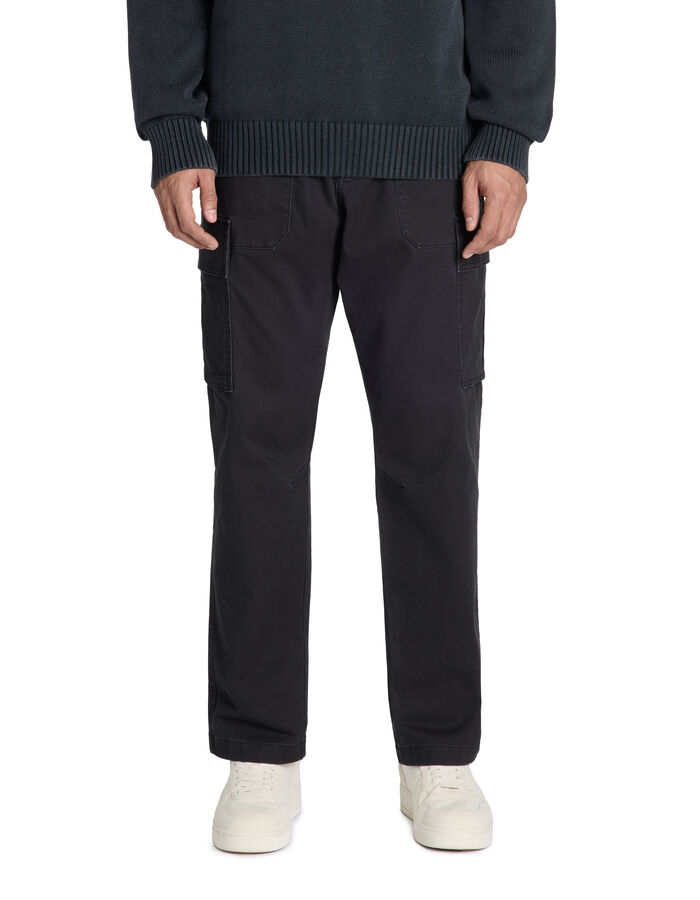 Celio Pantalon Cargo Straight Coton Stretch - Noir