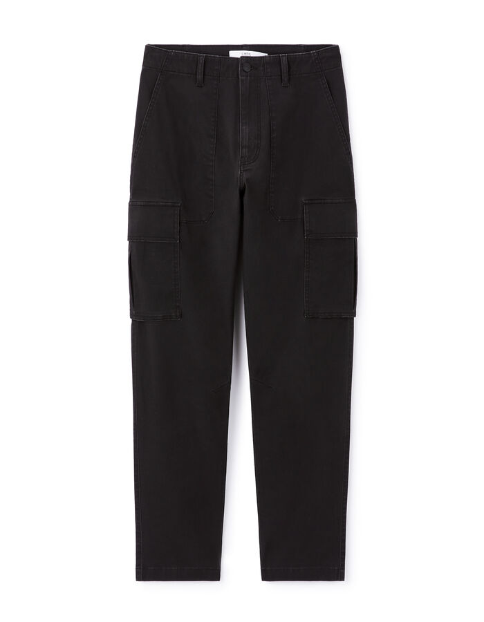 celio Pantalon cargo straight coton stretch - noir