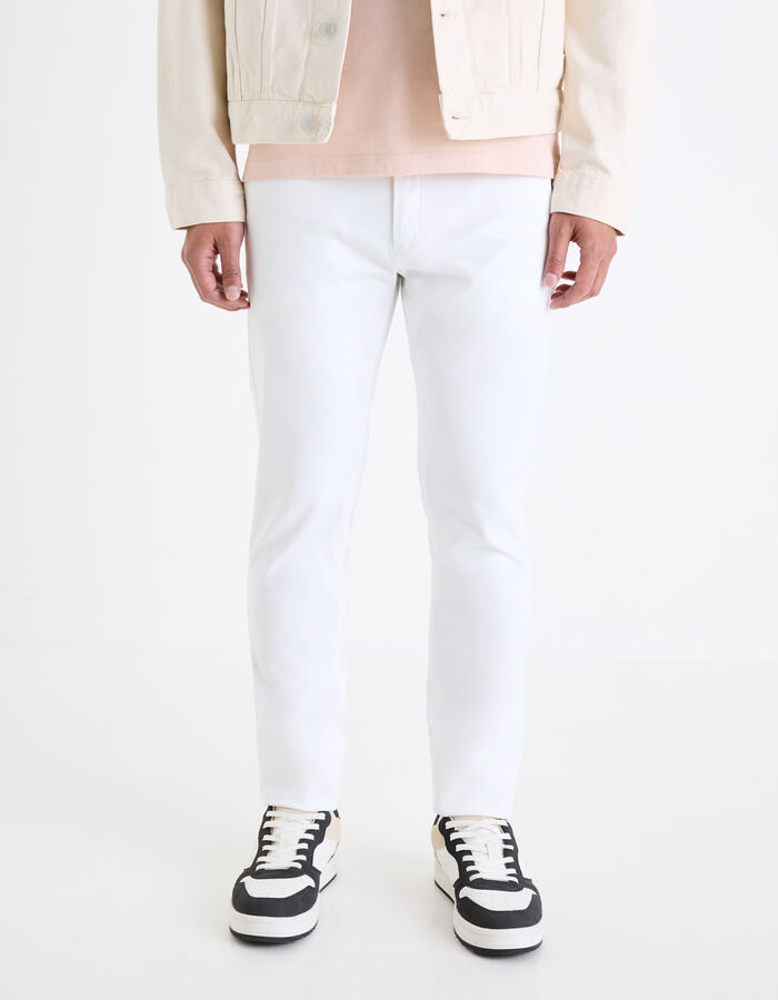 Celio Pantalon Chino Slim En Coton Stretch - Blanc