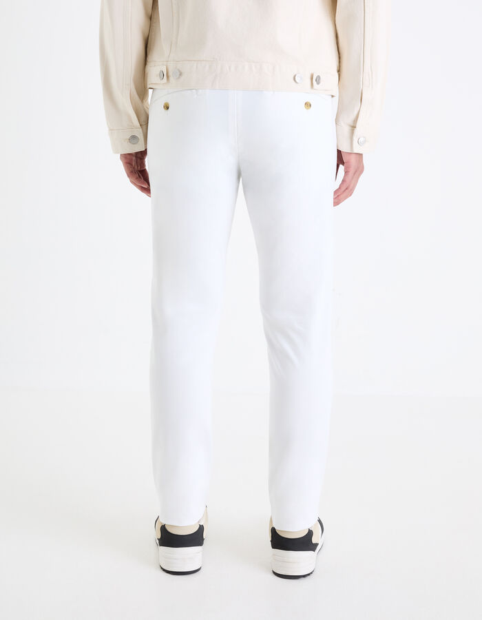 Celio Pantalon Chino Slim En Coton Stretch - Blanc