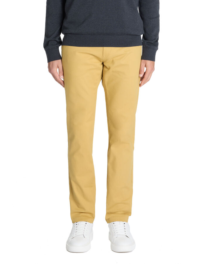 Celio Pantalon Chino Slim En Coton Stretch - Jaune