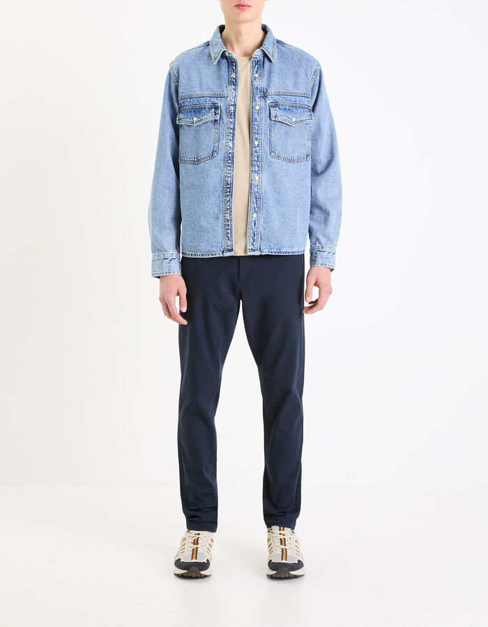 Celio Pantalon Chino Slim En Coton Stretch - Marine