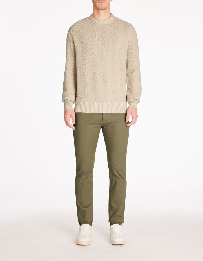 Celio Pantalon Chino Slim En Coton Stretch - Olive