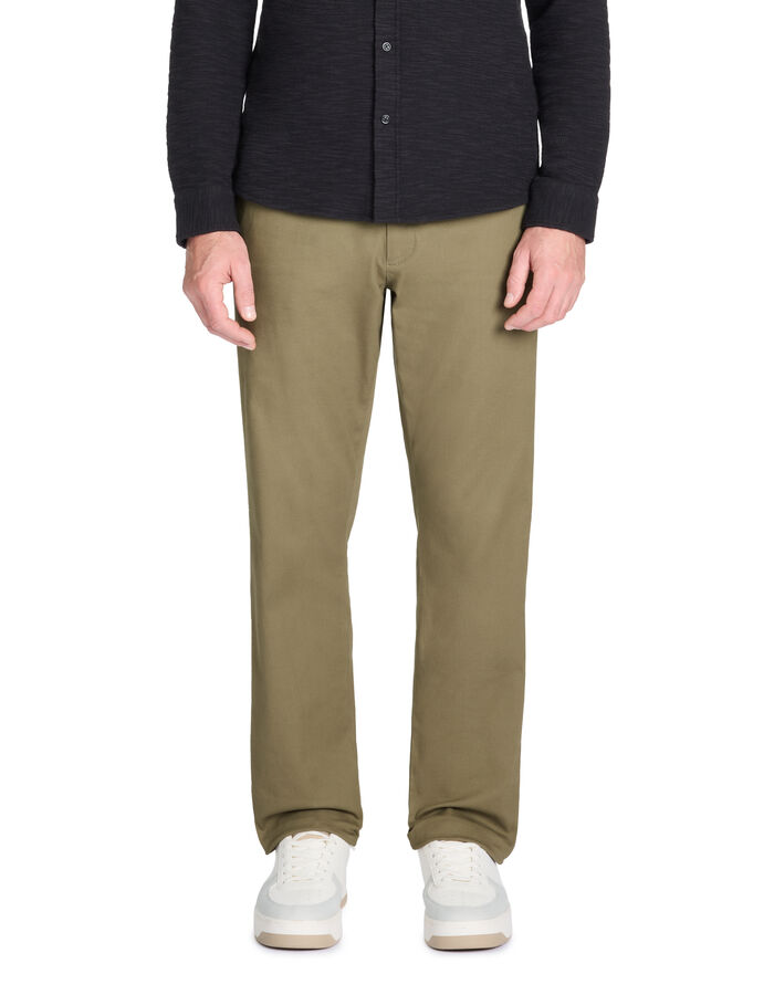Celio Pantalon Chino Straight Coton Stretch - Olive