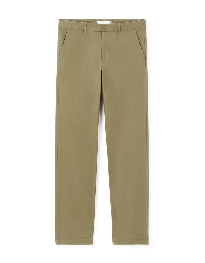 celio Pantalon chino straight coton stretch - olive
