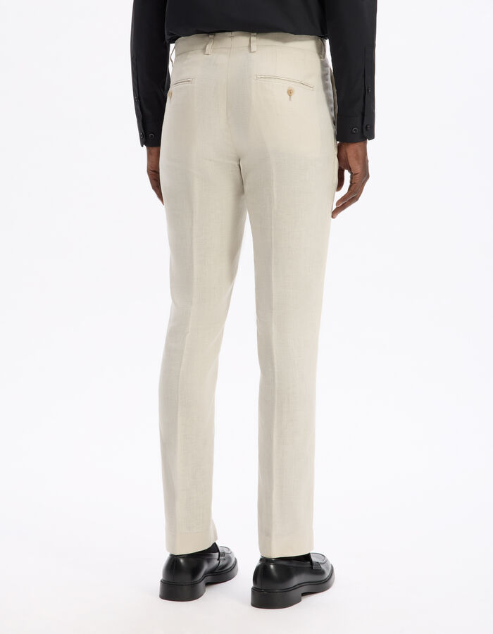 Celio Pantalon De Costume Slim 100% Lin - Naturel