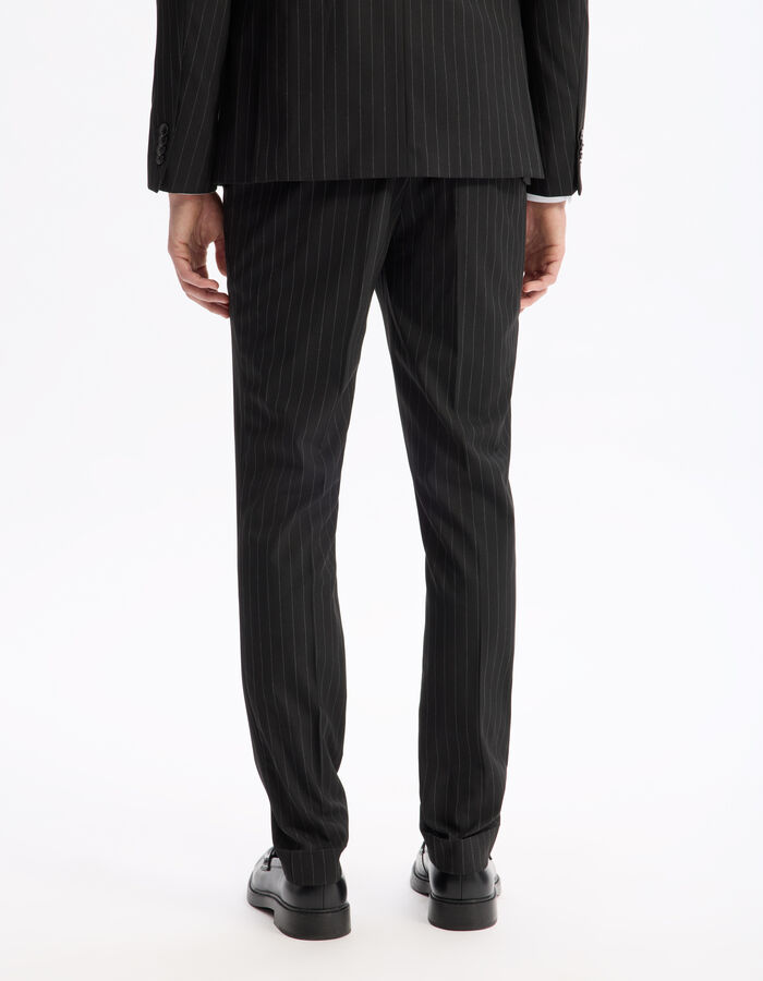 Celio Pantalon De Costume Slim Stretch Rayé - Noir
