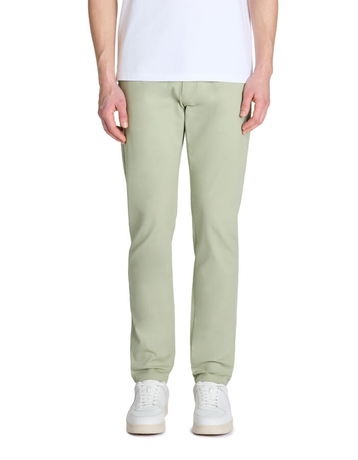 Celio Pantalon Slim En Coton Stretch - Sauge