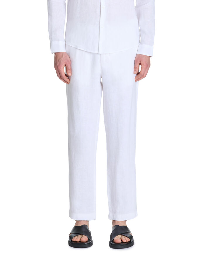 Celio Pantalon Straight 100% Lin - Blanc
