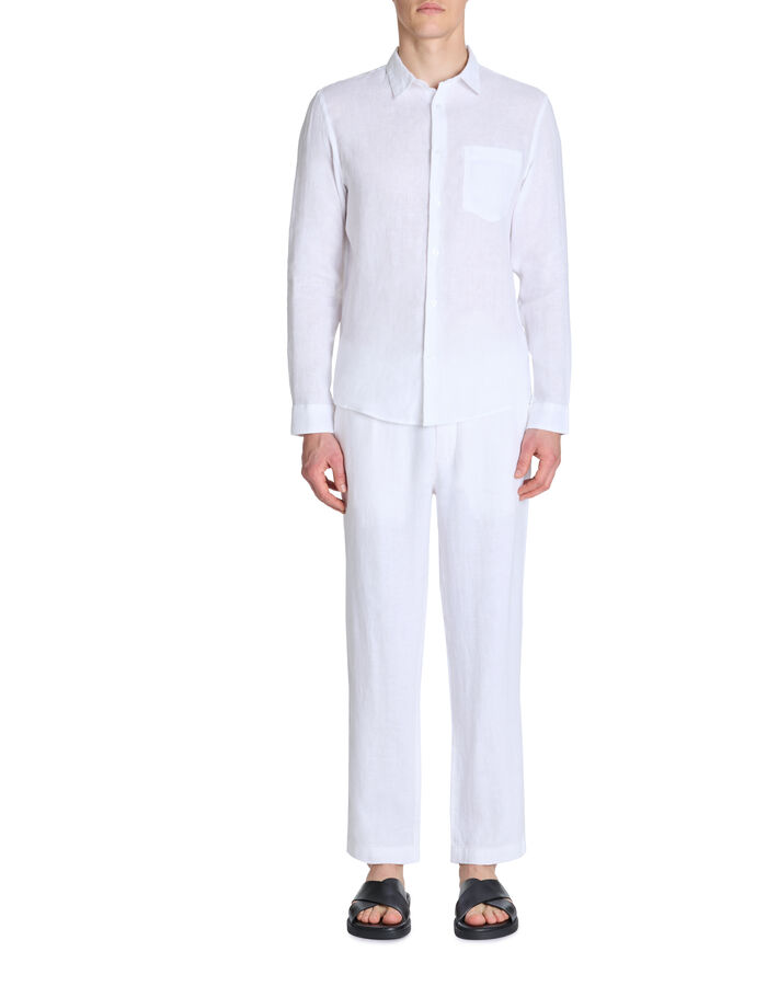 Celio Pantalon Straight 100% Lin - Blanc