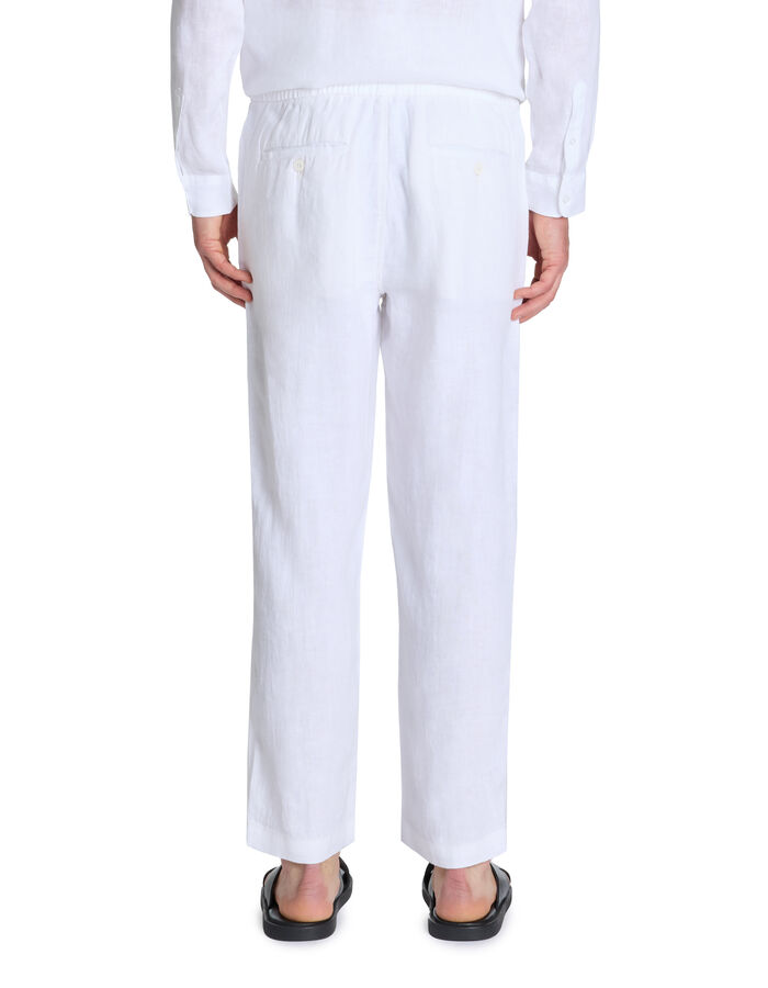 Celio Pantalon Straight 100% Lin - Blanc