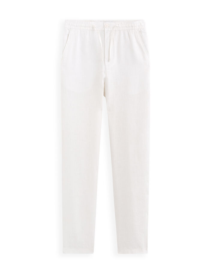 celio Pantalon straight 100% lin - blanc