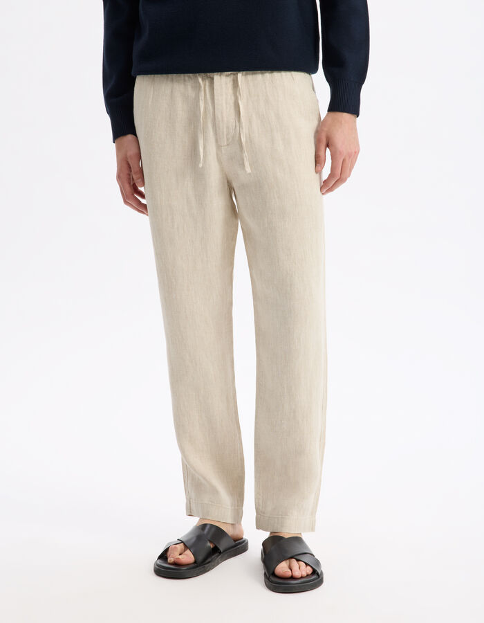 Celio Pantalon Straight 100% Lin - Naturel