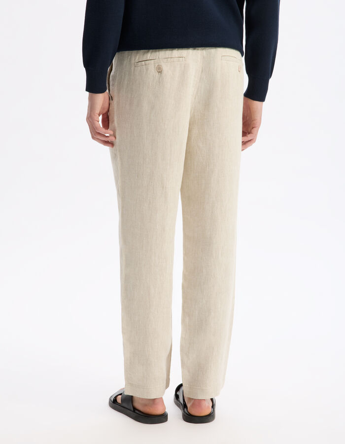 Celio Pantalon Straight 100% Lin - Naturel
