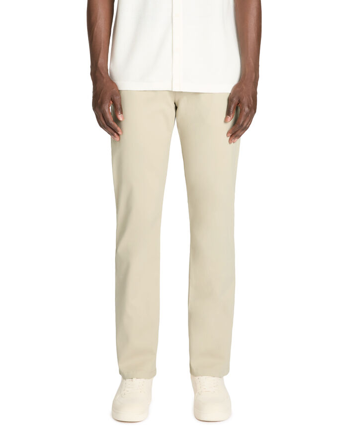 Celio Pantalon Straight En Coton Stretch - Beige