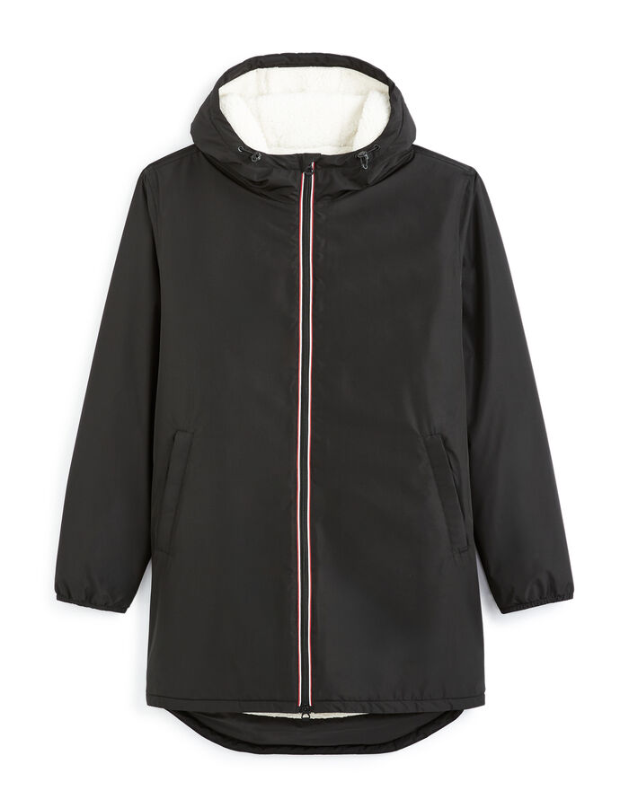 celio Parka à capuche doublé sherpa - noir