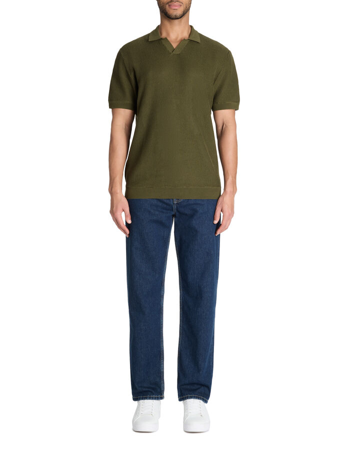 Celio Polo Boxy En Maille Texturée 100% Coton - Kaki